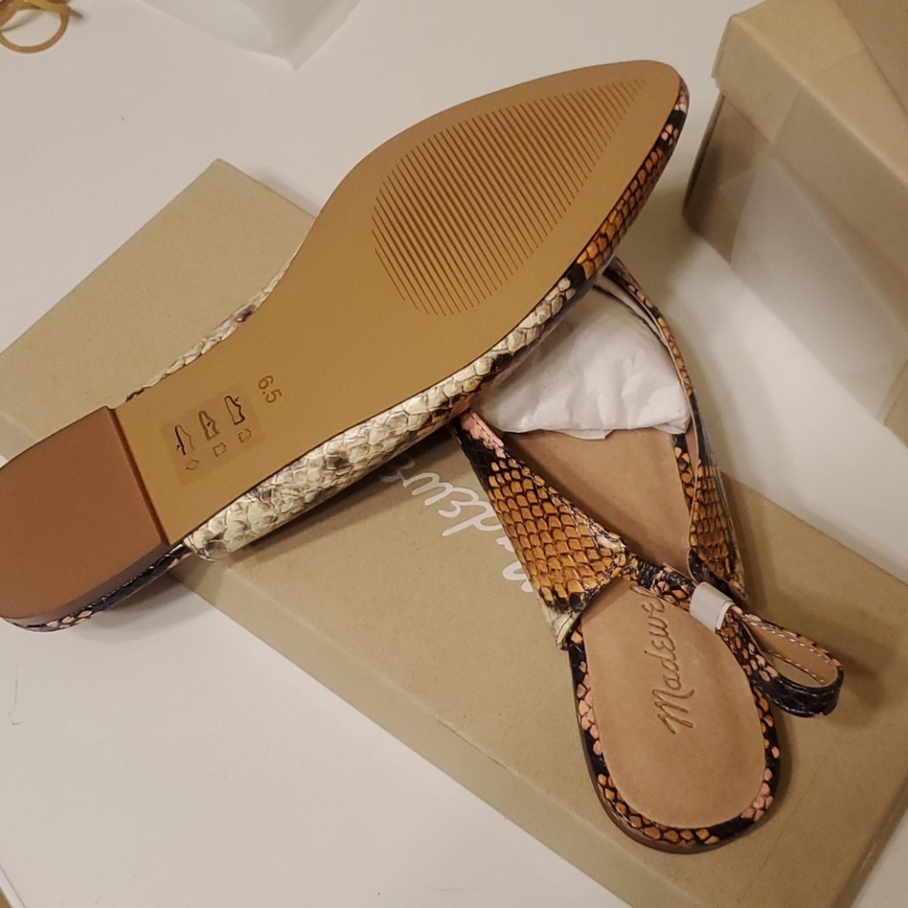 NIB Madewell Snakeskin Embossed Leather Slingback Flat, Size 6.5 - Picture 4 of 4